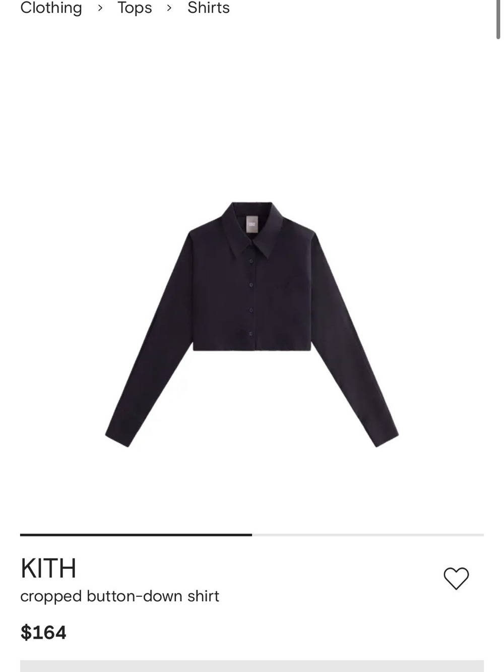 Kith Cropped Button-Down Shirt Jacket — Black